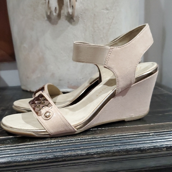 Anne Klein Shoes - Anne Klein Beige Wedge Sandals AK Sport Athleisure Comfort Playcay Resort Casual